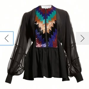 Victoria Beckham Sequin Beaded Multicolor Blouse